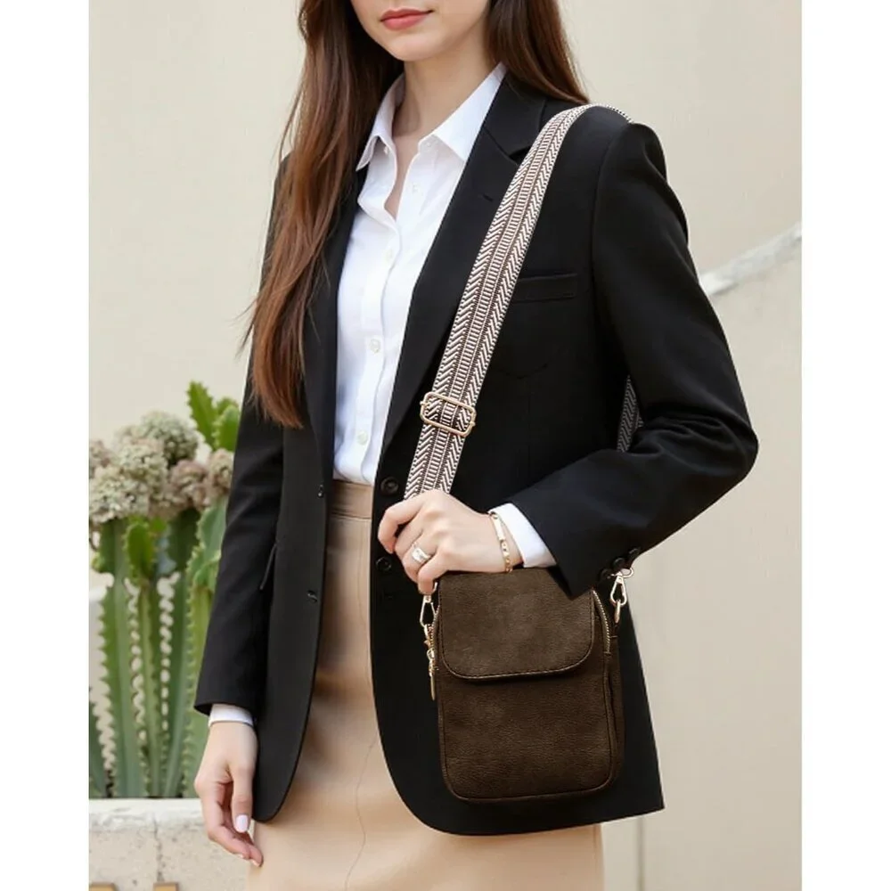 Small Crossbody Bag for Women RFID-Blocking Leather Travel Wallet